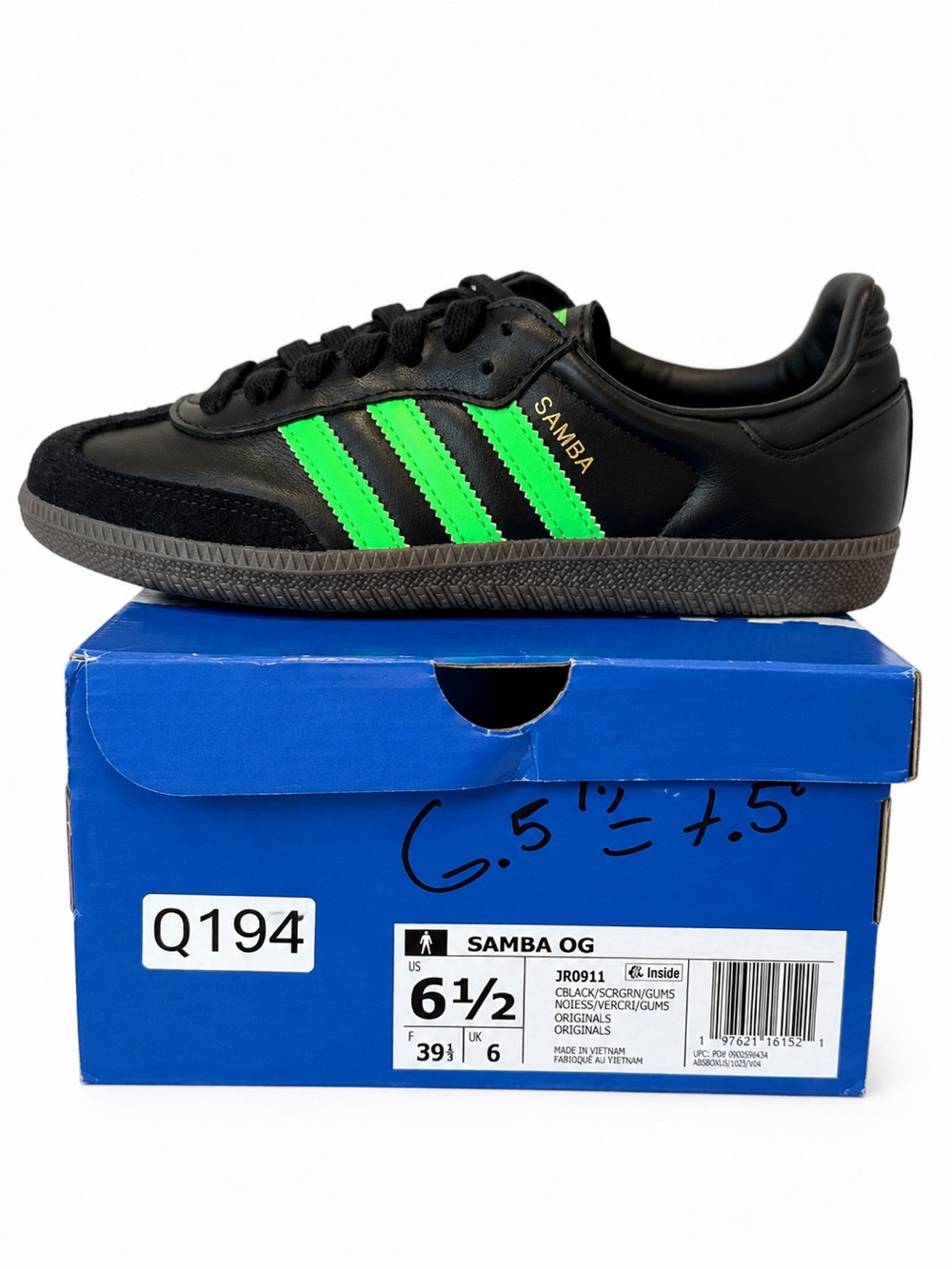 adidas Samba OG Black with Screaming Green/Gum Sole